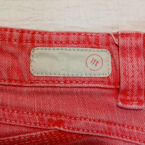 Lefties Shorts Denim Womens Coral Red Frayed Hem - Picture 4 of 8